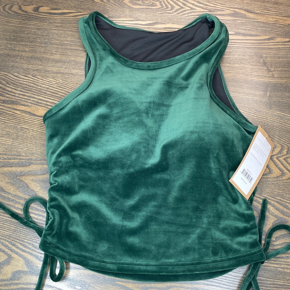 Niyama Sol Velour Side Tie Bra in Rich Green